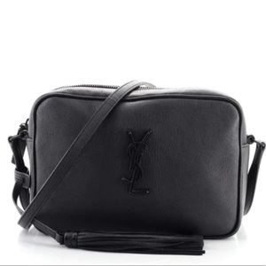 SAINT LAURENT
Lambskin Monogram Small Lou Camera Bag Black